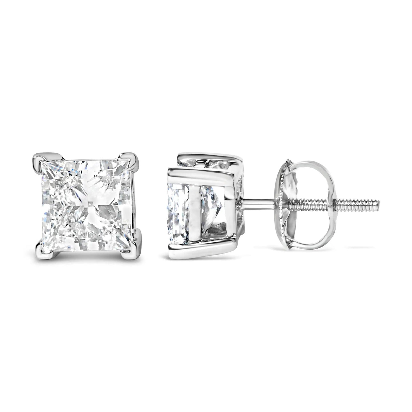 Earrings 14K white gold lab-grown princess-cut solitaire studs 1.0 ctw F-G VS2-SI1 Bids.com on Tampa Home & Garden Store