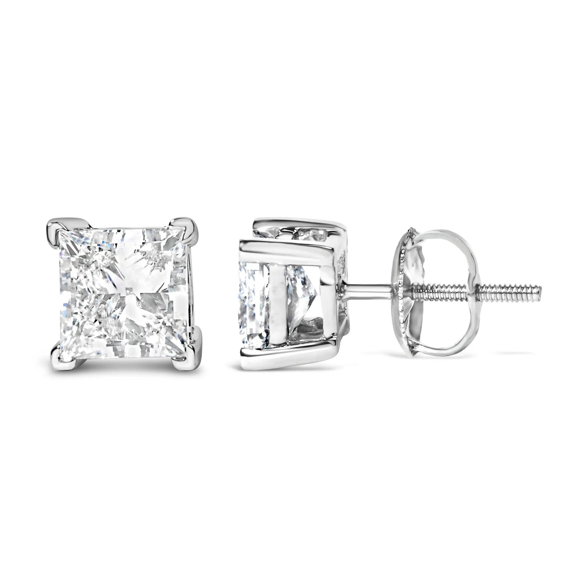 Earrings 14K white gold lab-grown princess-cut solitaire studs 1.0 ctw F-G VS2-SI1 Bids.com on Tampa Home & Garden Store