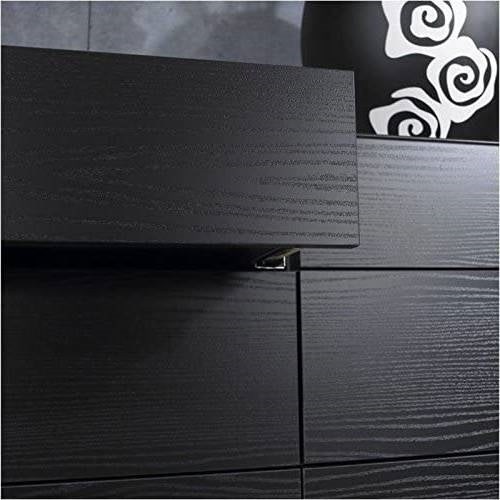 Cómoda doble moderna de 6 cajones con acabado de vetas de madera negra
