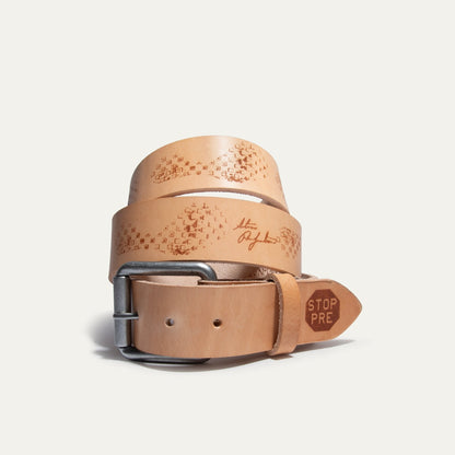 Belt Waffle Shoe Print by Will Leather Goods tan leather with metal buckle on Tampa Home & Garden Store