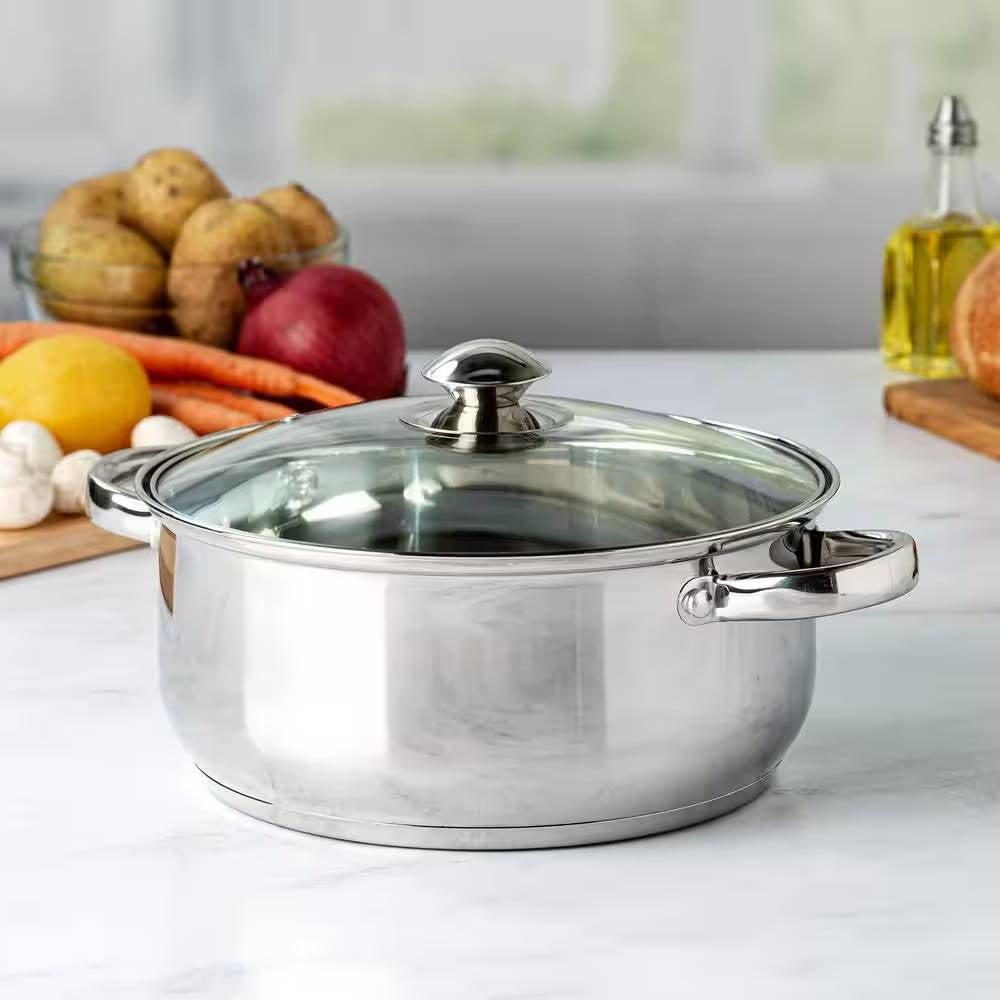 Olla de acero inoxidable de 5 cuartos con tapa de vidrio