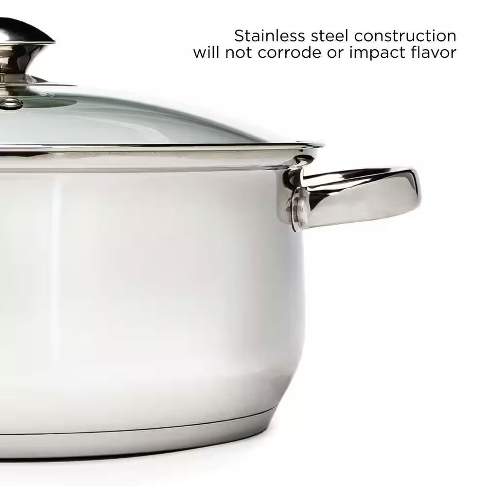 Olla de acero inoxidable de 5 cuartos con tapa de vidrio