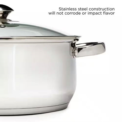Olla de acero inoxidable de 5 cuartos con tapa de vidrio