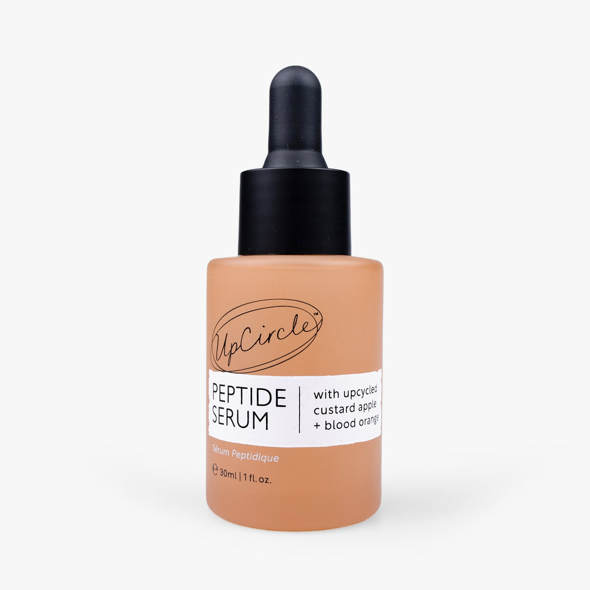 UpCircle peptide serum bottle with dropper, peach label and custard apple + blood orange text on Tampa Home & Garden Store