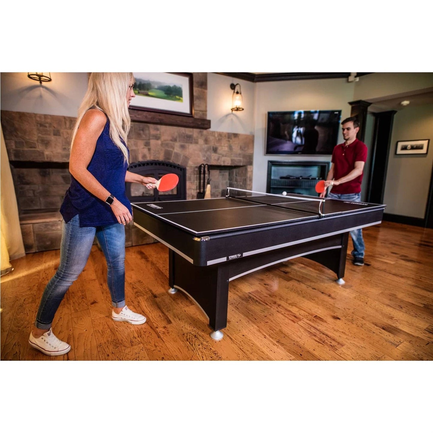 Mesa de billar y ping-pong 2 en 1 convertible de 7 pies