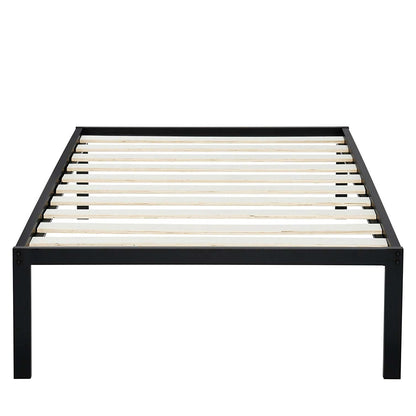 Base de cama de plataforma metálica resistente con lamas de madera tamaño individual