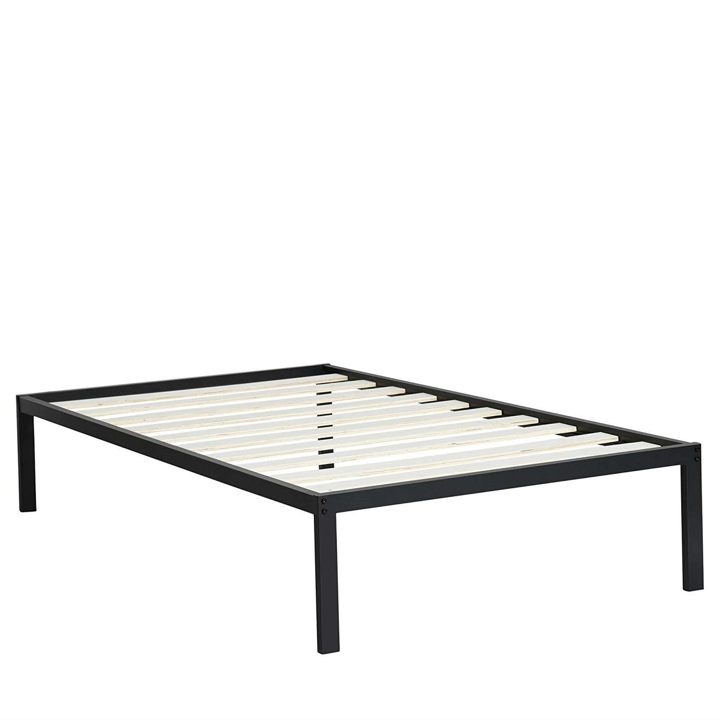 Base de cama de plataforma metálica resistente con lamas de madera tamaño individual