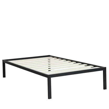 Base de cama de plataforma metálica resistente con lamas de madera tamaño individual
