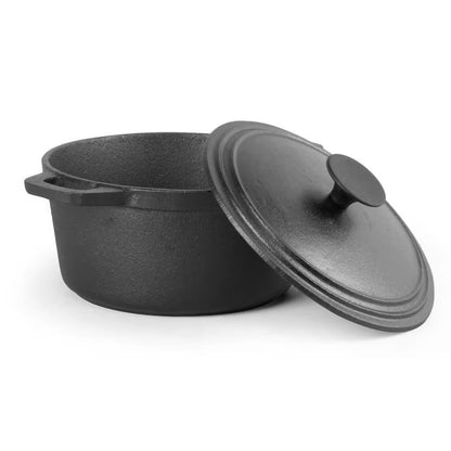 Olla Holandesa de Hierro Fundido de 3,2 Litros Pre-Sazonada con Asas y Tapa