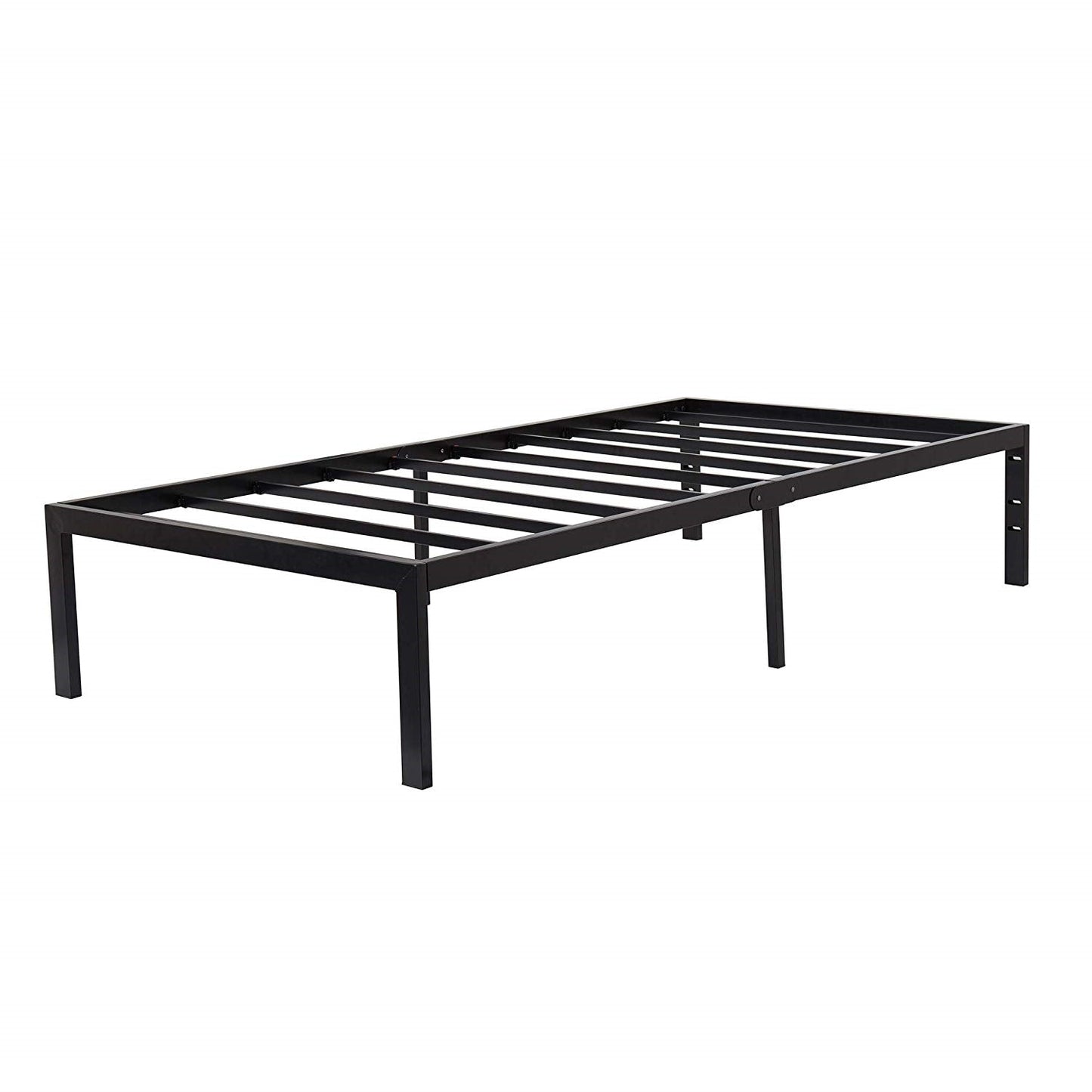Base de cama individual de plataforma moderna de metal negro resistente