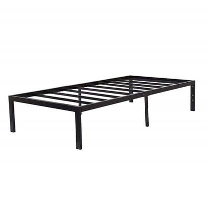 Base de cama individual de plataforma moderna de metal negro resistente