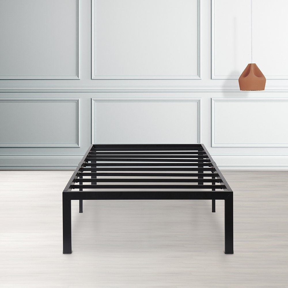 Base de cama individual de plataforma moderna de metal negro resistente