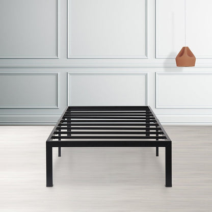 Base de cama individual de plataforma moderna de metal negro resistente
