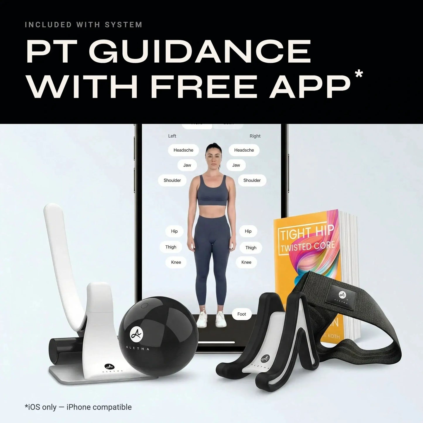 Full Body System muscle release tool by Aletha Health with appguided PT; includes ball, roller on Tampa Home & Garden Store