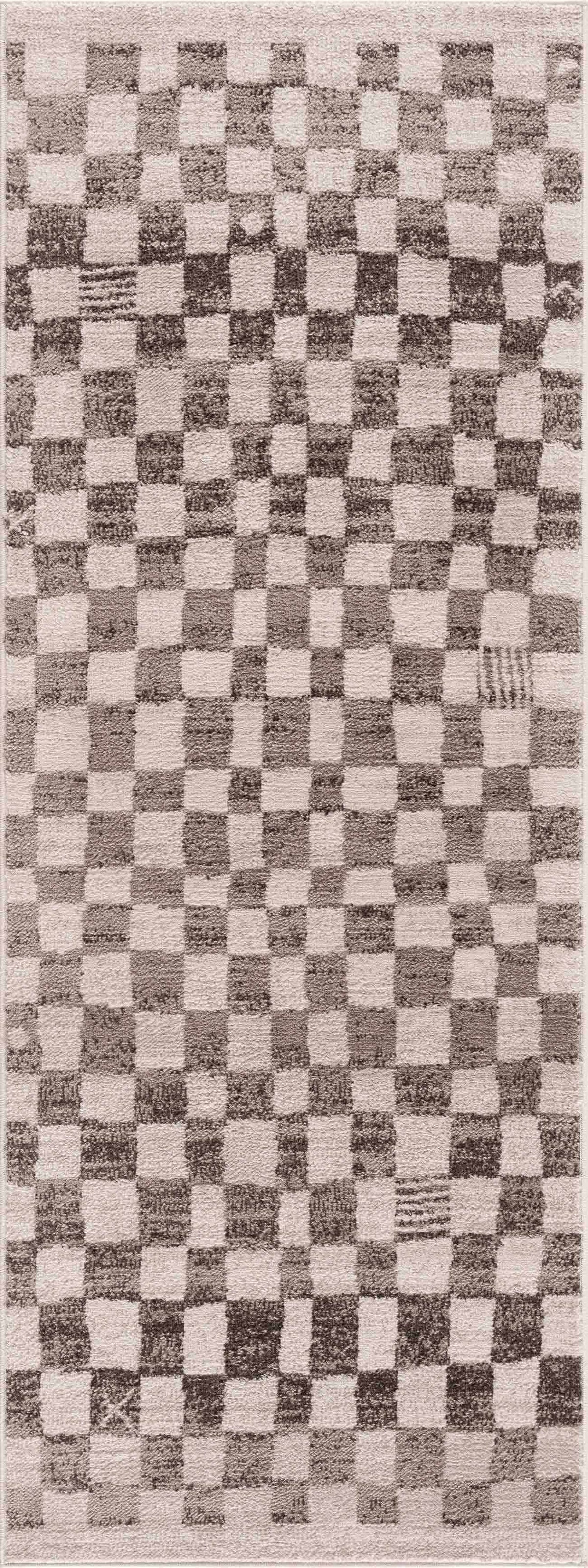 Benjy Irregular Checkboard Rug beige and brown textured pile Boutique Rugs on Tampa Home & Garden Store