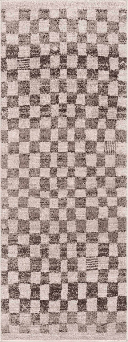 Benjy Irregular Checkboard Rug beige and brown textured pile Boutique Rugs on Tampa Home & Garden Store