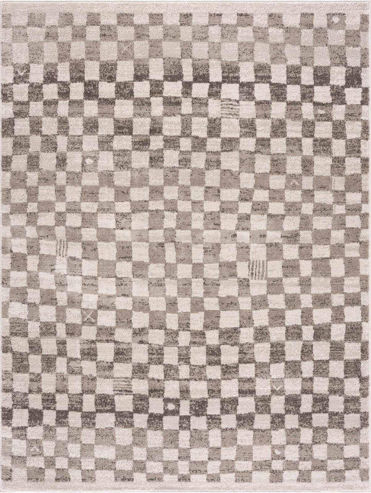 Rug Benjy Irregular Checkboard in beige and taupe by Boutique Rugs on Tampa Home & Garden Store