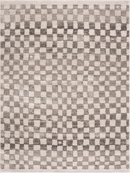Rug Benjy Irregular Checkboard in beige and taupe by Boutique Rugs on Tampa Home & Garden Store