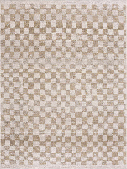 Rug Benjy Irregular Checkboard in cream and gold by Boutique Rugs on Tampa Home & Garden Store