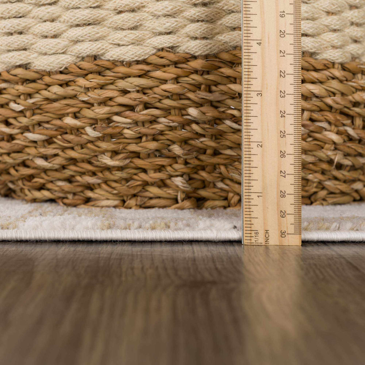 Benjy Irregular Checkboard Rug Cream&Gold by Boutique Rugs; cream and gold braided jute on Tampa Home & Garden Store