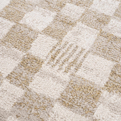 Benjy Irregular Checkboard Rug Cream & Gold Boutique Rugs plush pile on Tampa Home & Garden Store