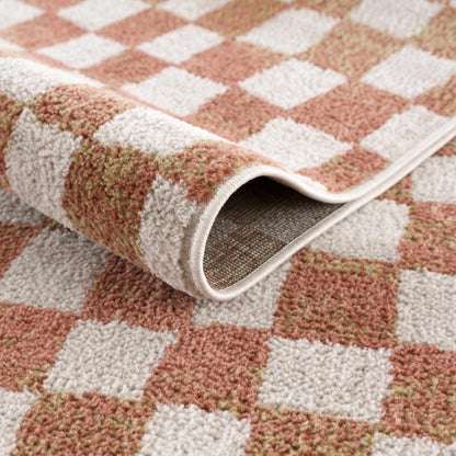 Benjy Irregular Checkboard Rug cream and salmon by Boutique Rugs on Tampa Home & Garden Store