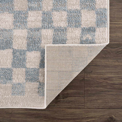 Benjy Cream & Light Blue Checkered Area Rug by Boutique Rugs, cream and blue check pattern on Tampa Home & Garden Store