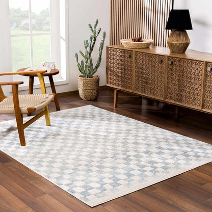 Benjy Cream & Light Blue Checkered Area Rug by Boutique Rugs with cream blue checks on Tampa Home & Garden Store