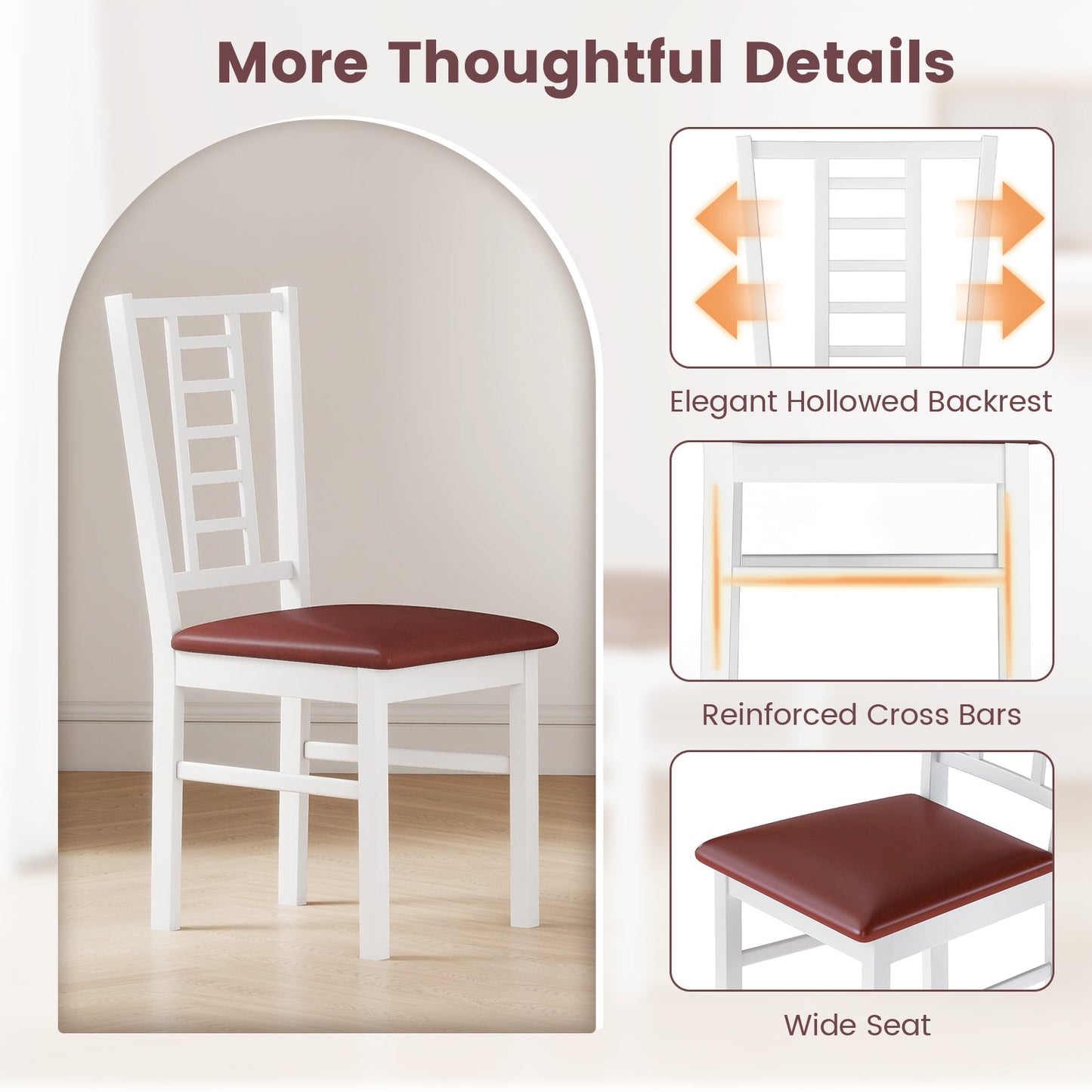 PU Leather Upholstered Wood Dining Chairs Set of 2