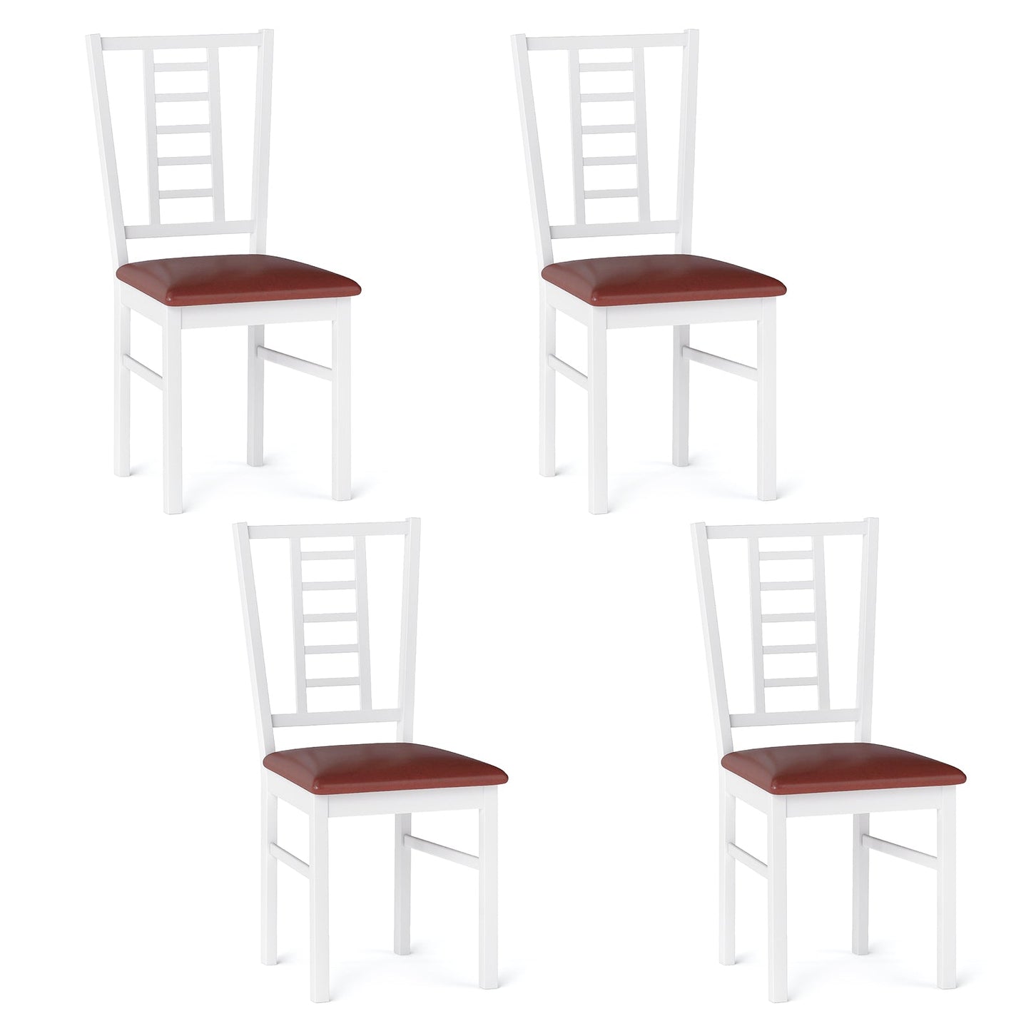 PU Leather Upholstered Wood Dining Chairs Set of 4