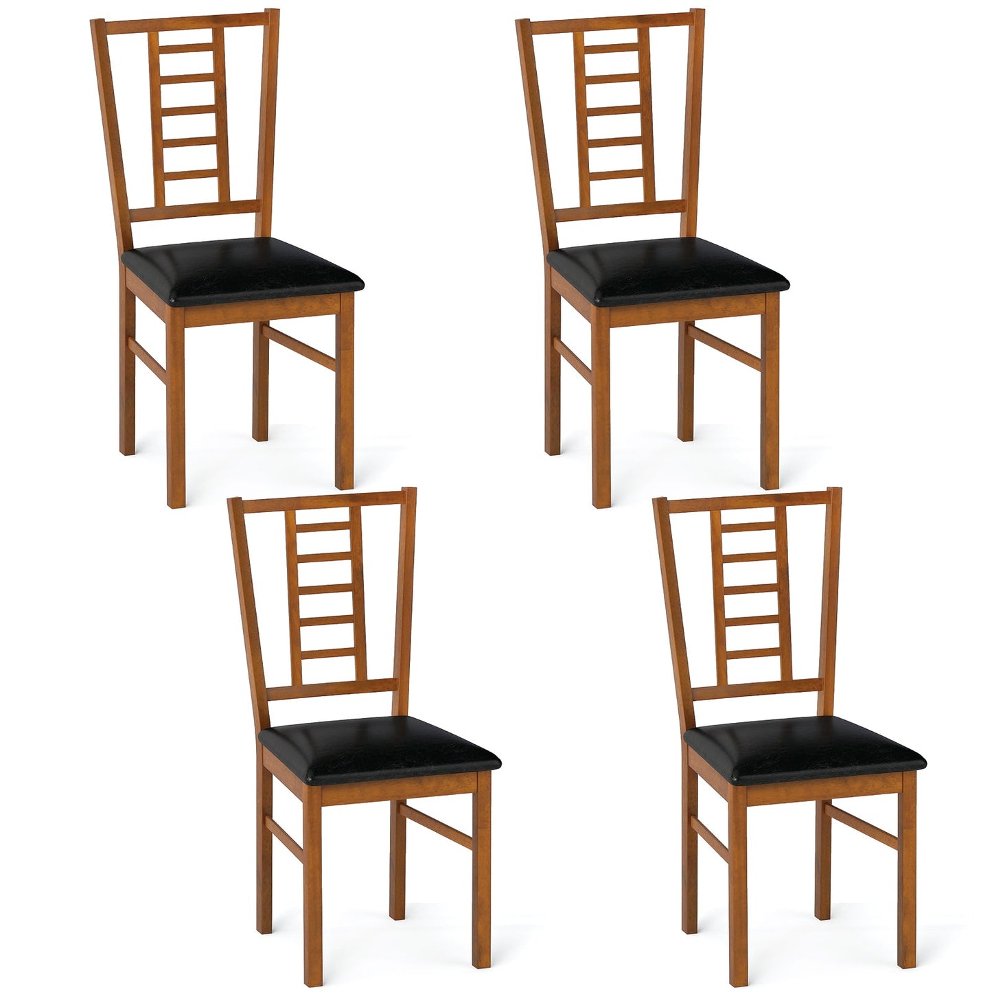 PU Leather Upholstered Wood Dining Chairs Set of 4