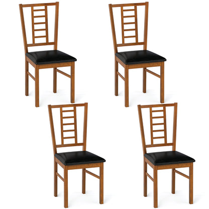 PU Leather Upholstered Wood Dining Chairs Set of 4
