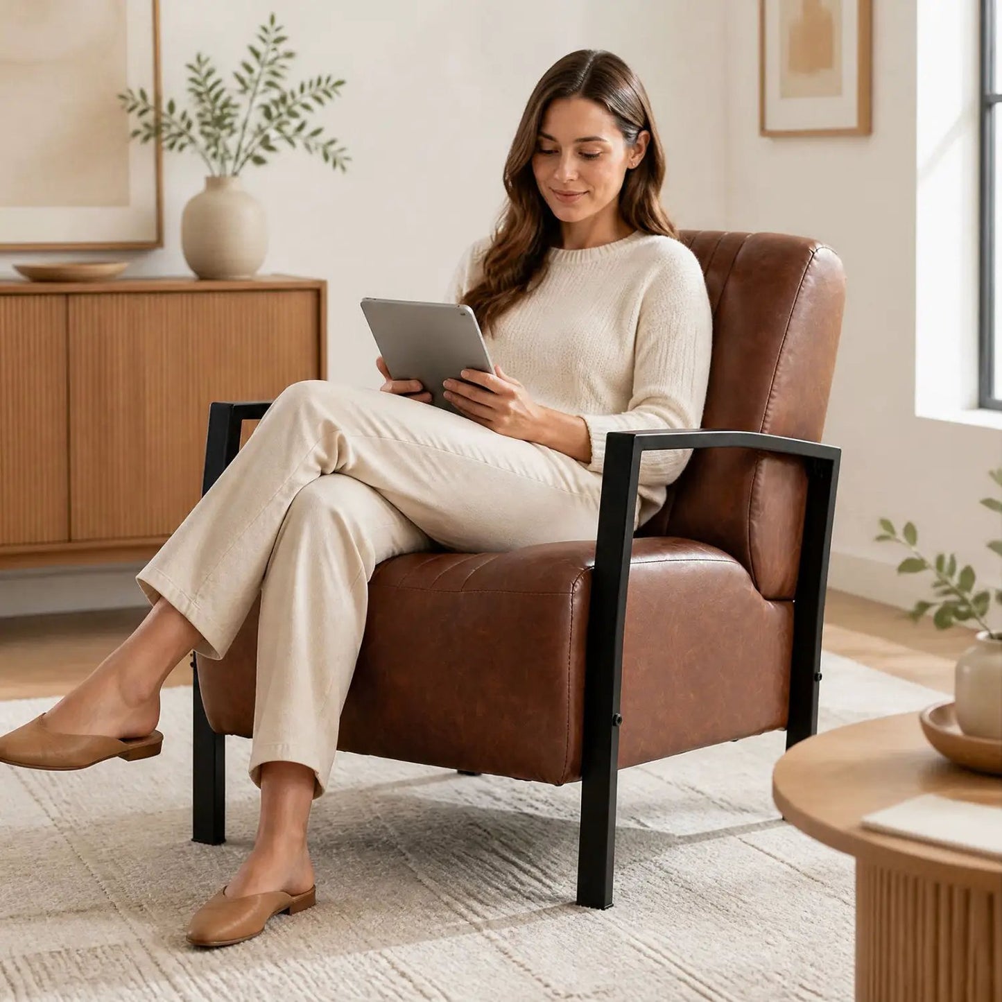 Upholstered Accent Chair with Padded Seat and Arm