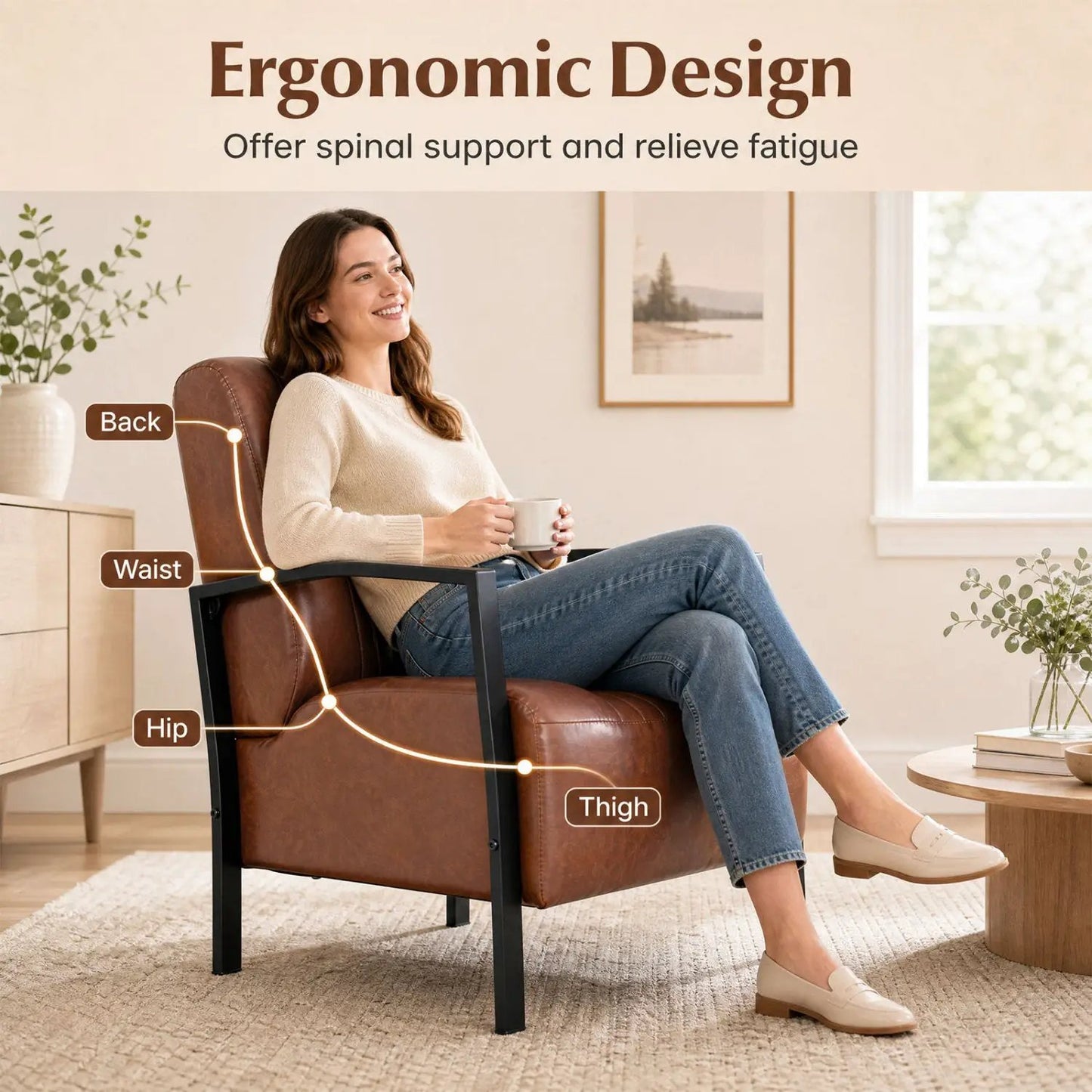 Upholstered Accent Chair with Padded Seat and Arm