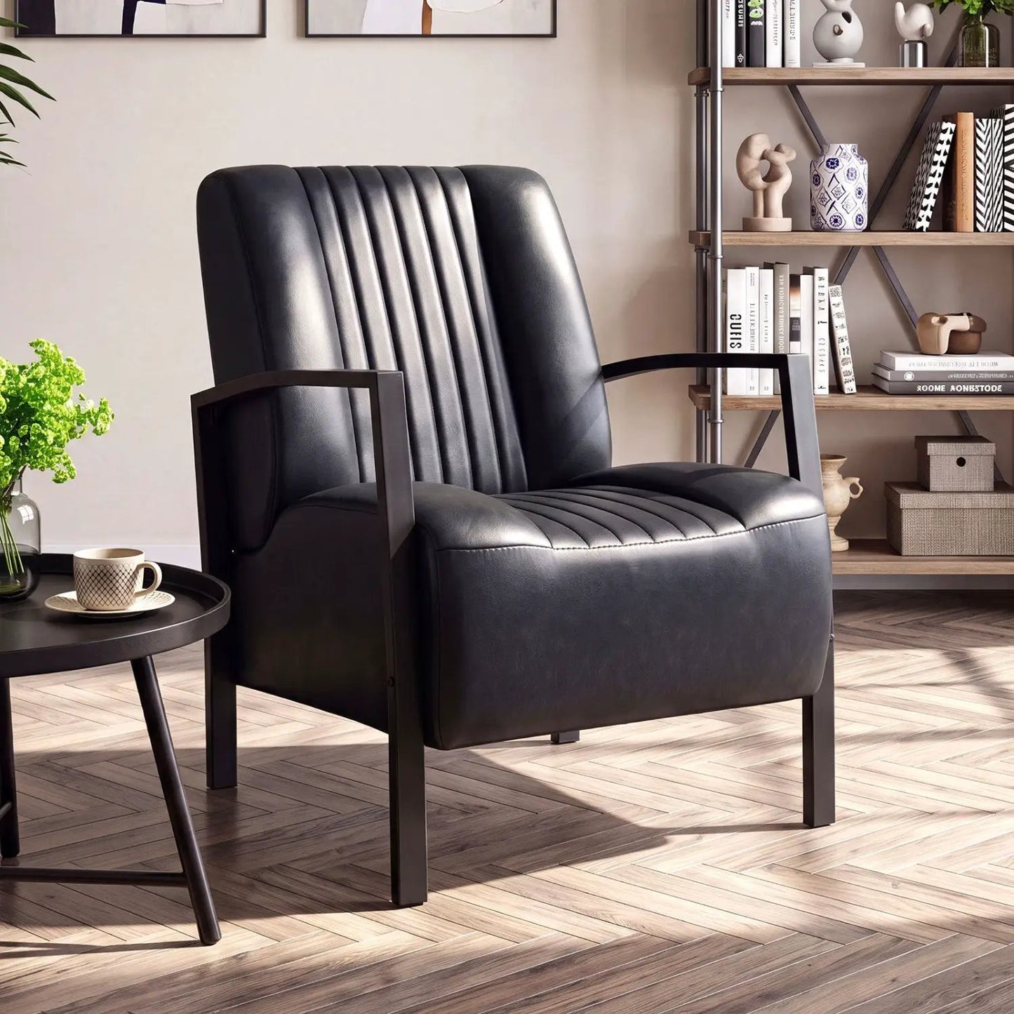 Upholstered Accent Chair with Padded Seat and Arm