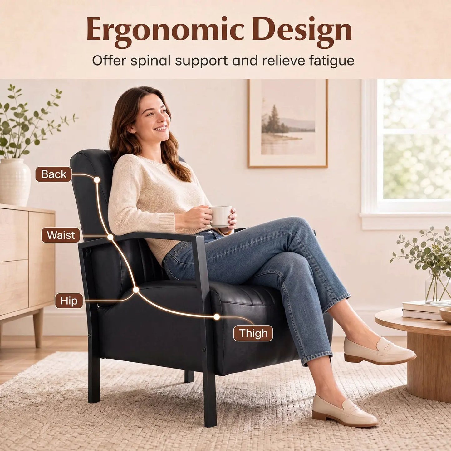 Upholstered Accent Chair with Padded Seat and Arm