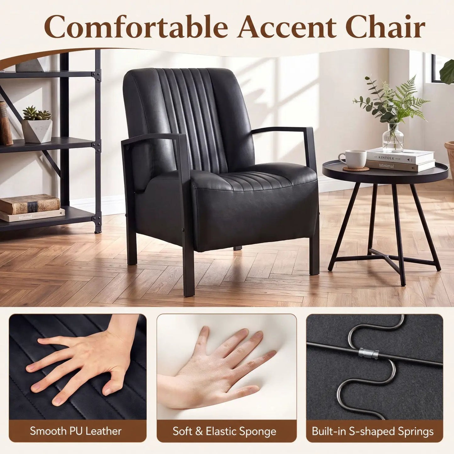 Upholstered Accent Chair with Padded Seat and Arm