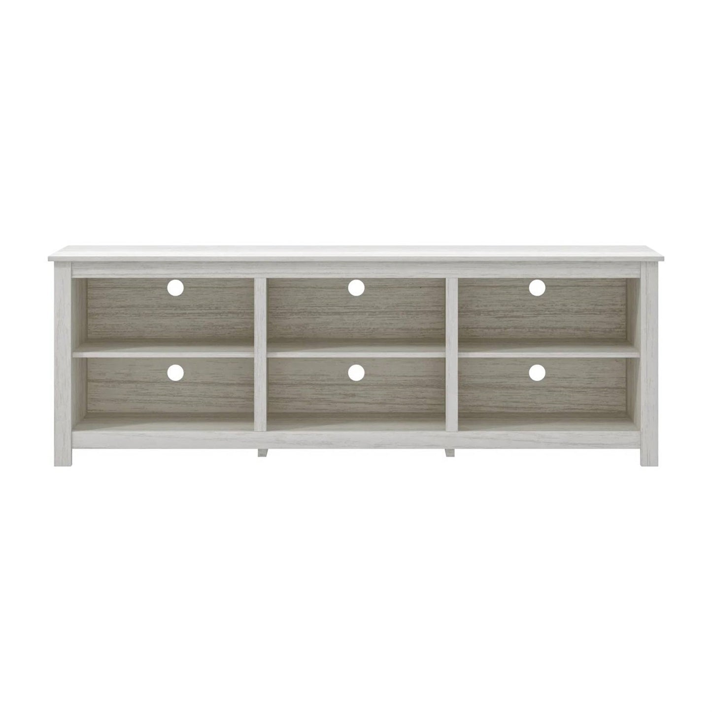 Mueble de TV estilo rústico con acabado de madera blanca - para televisores de hasta 70 pulgadas