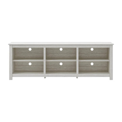 Mueble de TV estilo rústico con acabado de madera blanca - para televisores de hasta 70 pulgadas