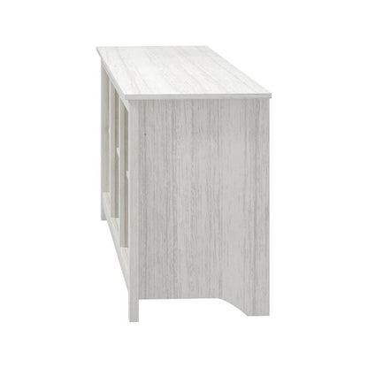 Mueble de TV estilo rústico con acabado de madera blanca - para televisores de hasta 70 pulgadas