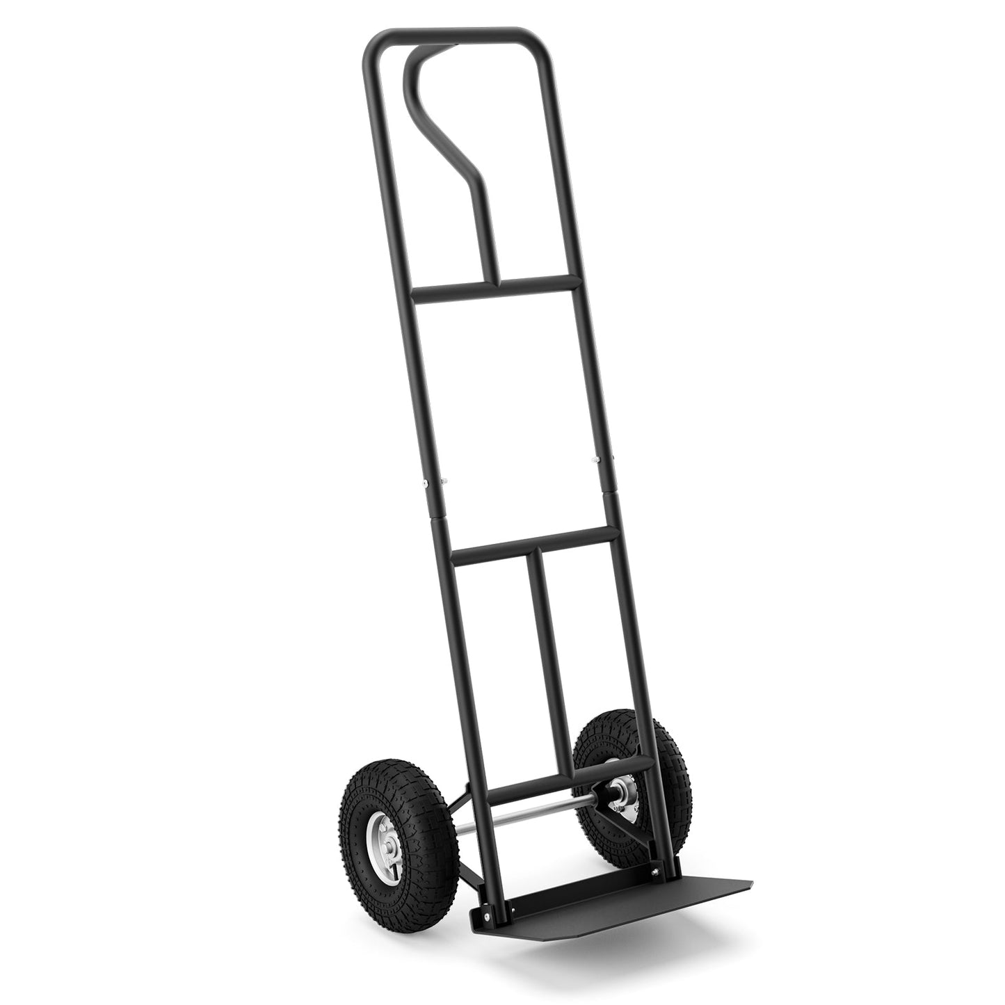 Diablito con mango en P y plataforma de carga plegable para almacén o garaje - Negro