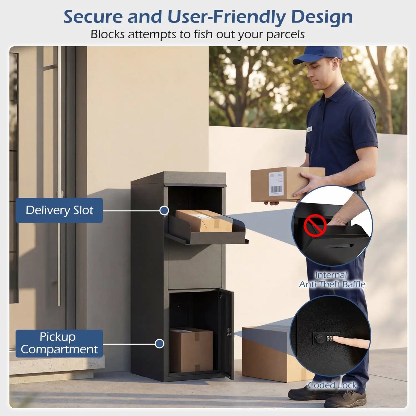 Outside Delivery Box With Anti Theft Baffle