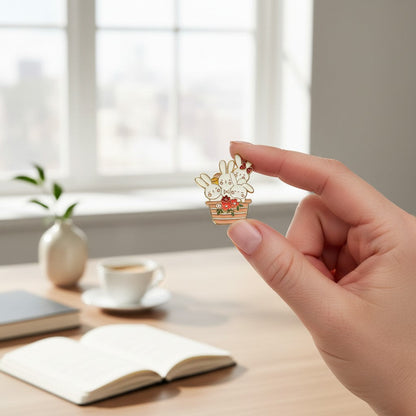Kawaii Bunny Enamel Pin Set of 4 hard enamel lapel pins by Shaketea on Tampa Home & Garden Store