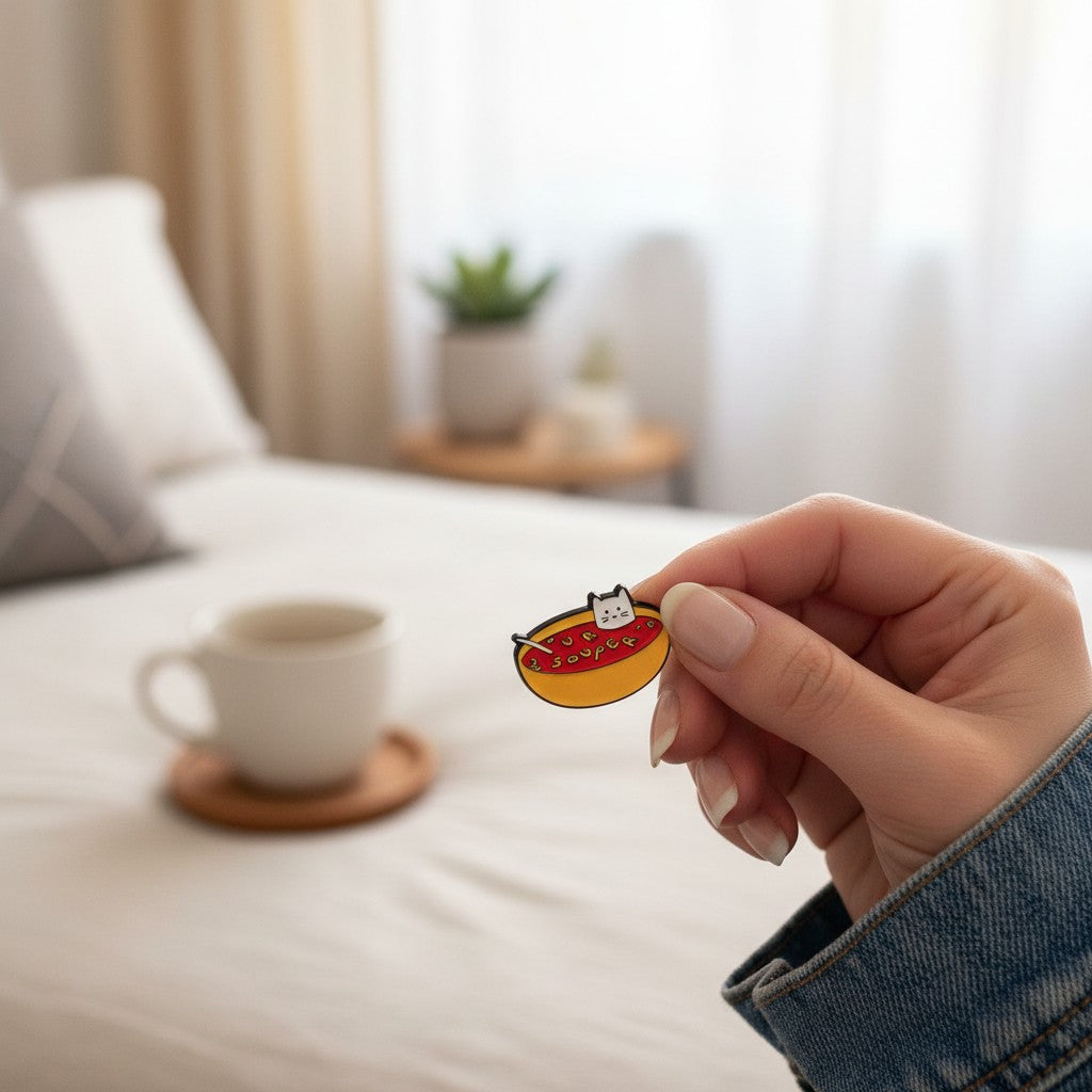 Kawaii Cat enamel pin by Shaketea, hard enamel lapel pin from a five-pin set on Tampa Home & Garden Store