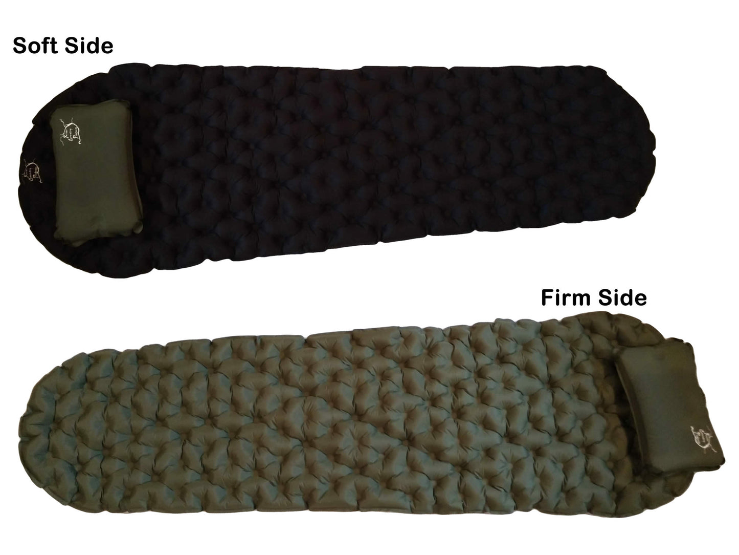 Sleeping bag pad pillow set River Country Gear with black quilted pad and olive pillow on Tampa Store on Tampa Home & Garden Store