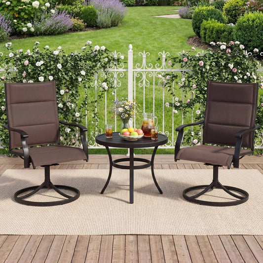 Padded Patio Swivel Chairs Set of Two Ergonomic
