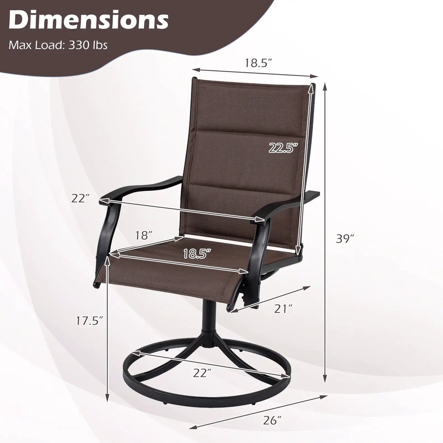 Padded Patio Swivel Chairs Set of Two Ergonomic