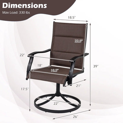 Padded Patio Swivel Chairs Set of Two Ergonomic
