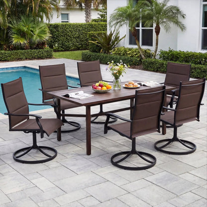 Padded Patio Swivel Chairs Set of Two Ergonomic