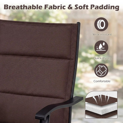 Padded Patio Swivel Chairs Set of Two Ergonomic